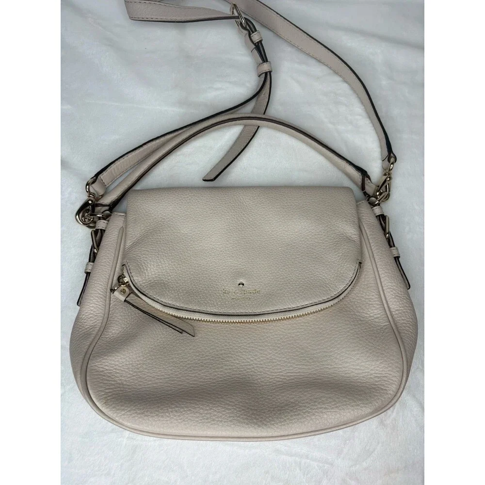 Kate Spade Devin Beige Crossbody/Handbag Dual Pockets Pebble Leather